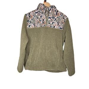 Vera Bradley Womens Quilted Pullover 1/4 Zip Jacket Size Large Front Pockets